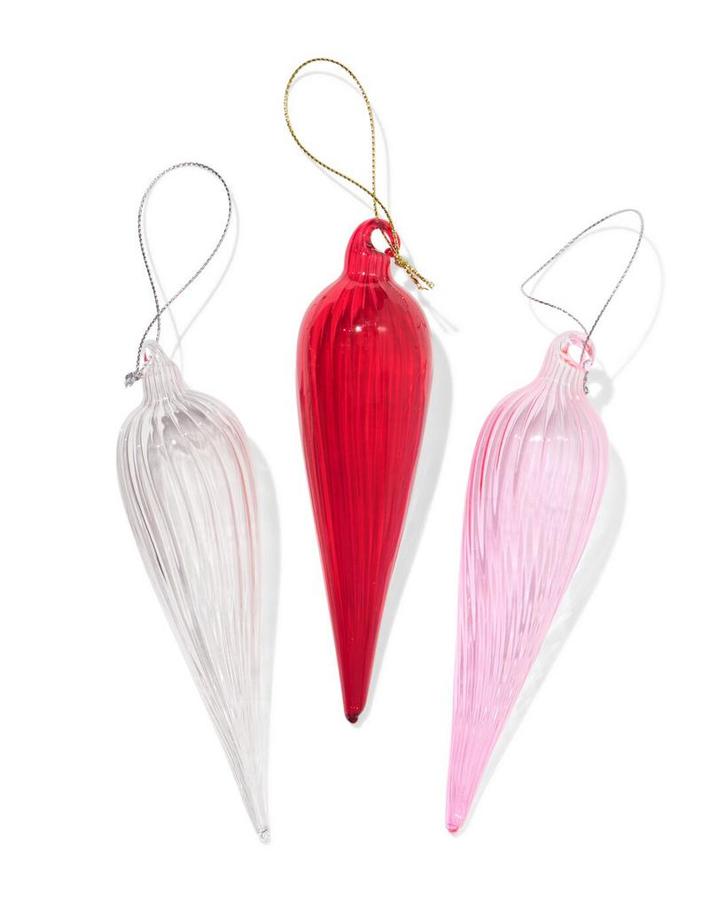HEMA Kerstballen set 14.5cm glas druppel - 3 stuks, Diversen, Kerst, Nieuw, Verzenden
