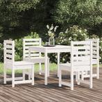 vidaXL 5-delige Tuinset massief grenenhout wit, Verzenden, Nieuw, 5 zitplaatsen, Tuinset