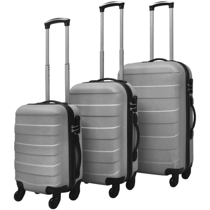 vidaXL 3-delige Kofferset hard 45,5/55/66 cm zilverkleurig, Sieraden, Tassen en Uiterlijk, Koffers, Nieuw, Verzenden