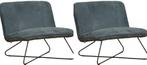 Blauwe leren industriële fauteuils zonder armleuning - Keni, Huis en Inrichting, Nieuw, Ophalen of Verzenden, 75 tot 100 cm, Leer