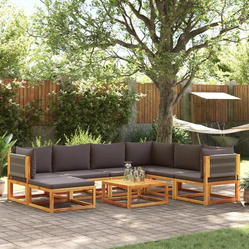 vidaXL 8-delige tuinbankset met kussens van acaciahout en, Tuin en Terras, Tuinsets en Loungesets, Nieuw, Hardhout, Verzenden