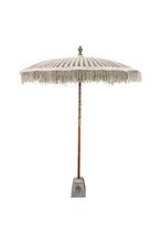 Balinese Parasol houten steel rond 180 cm macrame, Tuin en Terras, Verzenden, Nieuw