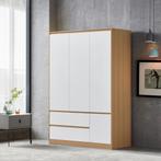 [en.casa] Kledingkast Bastheim 176x120x52 cm met 2 lades eik, Huis en Inrichting, Kasten | Kledingkasten, Verzenden, Nieuw