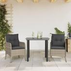 vidaXL 3-delige Tuinset met kussens poly rattan lichtgrijs, Tuin en Terras, Tuinsets en Loungesets, 2 zitplaatsen, Nieuw, Tuinset