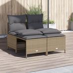 vidaXL 4-delige Loungeset met kussens poly rattan beige, Verzenden, Nieuw, Rotan, Loungeset