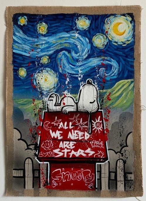 Elisée Skayzoo (1984) - Snoopy et la nuit étoilée, Antiek en Kunst, Kunst | Schilderijen | Modern