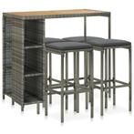 vidaXL 5-delige Tuinbarset met kussens poly rattan grijs, Tuin en Terras, Tuinsets en Loungesets, Verzenden, Nieuw, Rotan