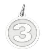 Zilveren cijfer 3 rond mat-glans kettinghanger, Sieraden, Tassen en Uiterlijk, Kettinghangers, Verzenden, Nieuw