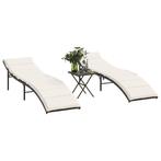 vidaXL Ligstoelen 2 st met tafel poly rattan bruin, Tuin en Terras, Ligbedden, Verzenden, Nieuw