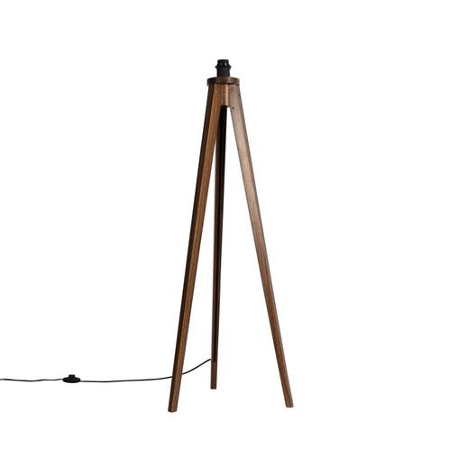 Landelijke vloerlamp tripod walnoot hout - Tripod Classic, Huis en Inrichting, Lampen | Vloerlampen, Nieuw, Overige materialen