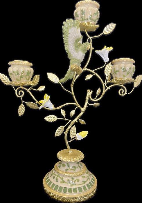 Kandelaar - polyresin, Metaal - Papegaaien kandelaar, Antiek en Kunst, Kunst | Designobjecten