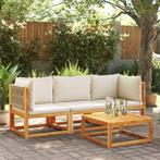 vidaXL 3-delige Loungeset met kussens massief acaciahout, Verzenden, Nieuw, Hardhout, Loungeset