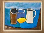 Europese school (XX) - A still life of jug, vase and lemon