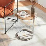 Bijzettafel Ylivieska rond 46x45 cm chroom en amberkleurig g, Huis en Inrichting, Tafels | Bijzettafels, Verzenden, Nieuw