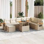 vidaXL 7-delige Loungeset met kussens poly rattan acacia, Verzenden, Nieuw, Loungeset