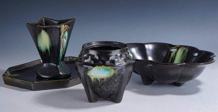 Faienceries de Thulin - Vaas (4) - Set van vier objecten met, Antiek en Kunst, Kunst | Designobjecten