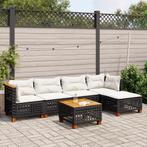 vidaXL 6-delige Loungeset met kussens poly rattan zwart, Tuin en Terras, Tuinsets en Loungesets, Verzenden, Nieuw, Rotan, Loungeset