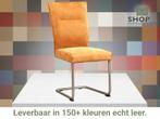 Leren eetkamerstoel Retro - Kenia Cognac (cognac) -, Huis en Inrichting, Stoelen, Bruin, Nieuw, Leer, Ophalen of Verzenden
