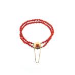 Bloedkoraal kralen armband met gouden sierslot; Antiek |..., Gebruikt, Overige kleuren, Ophalen of Verzenden, Met edelsteen
