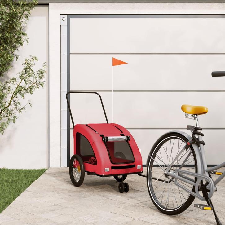 vidaXL Hondenfietstrailer oxford stof en ijzer rood, Dieren en Toebehoren, Overige Dieren-accessoires, Nieuw, Verzenden