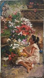 Scuola napoletana (XIX-XX) - Fanciulla tra i fiori