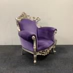Barok fauteuil paars met zilver - Gratis Bezorging, Huis en Inrichting, Fauteuils, Gebruikt, Stof, Ophalen of Verzenden