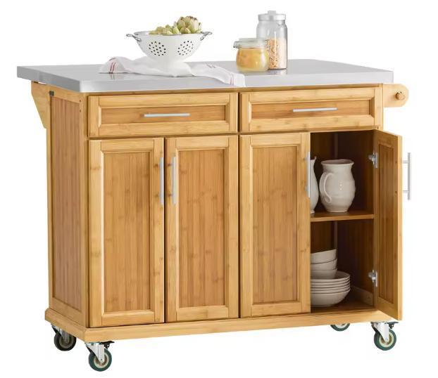 Keukeneiland met RVS Uitschuifblad – 115x46–71x92 cm, Huis en Inrichting, Keuken | Keukenelementen, Nieuw, Verzenden