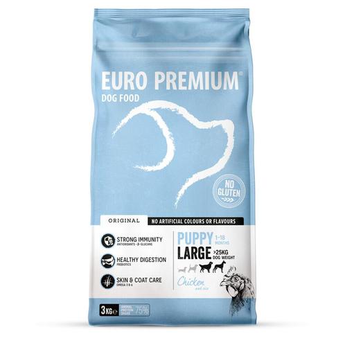 4x Euro-Premium Puppy Large Kip - Rijst 3 kg, Dieren en Toebehoren, Dierenvoeding, Verzenden