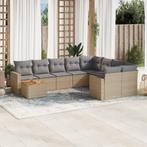 vidaXL 10-delige Loungeset met kussens poly rattan beige, Verzenden, Nieuw, Loungeset