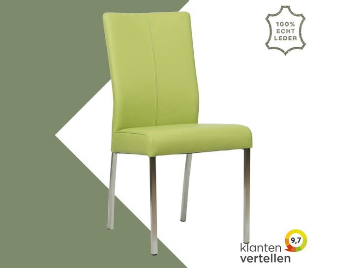 Leren eetkamerstoel Comfort - Hermes Lime (felgroen) -, Huis en Inrichting, Stoelen, Eén, Overige kleuren, Nieuw, Leer, Ophalen of Verzenden