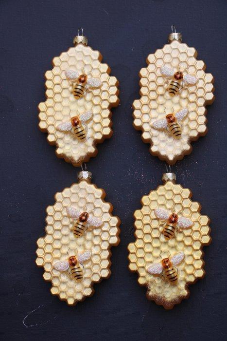 Honingraat met 2 bijen, glas - Kerstballen Inge-Magic (4) -, Diversen, Kerst