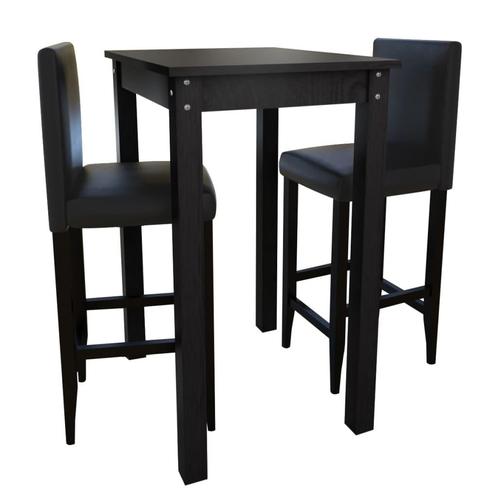 vidaXL Bartafel met 2 barkrukken zwart, Huis en Inrichting, Complete eetkamers, Nieuw, Verzenden