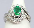 Ring - 18 karaat Geel goud - 0.58ct. tw. Smaragd - Diamant -, Sieraden, Tassen en Uiterlijk, Ringen, Nieuw
