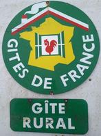 Set van 2 vintage geëmailleerde reclameborden Gites de