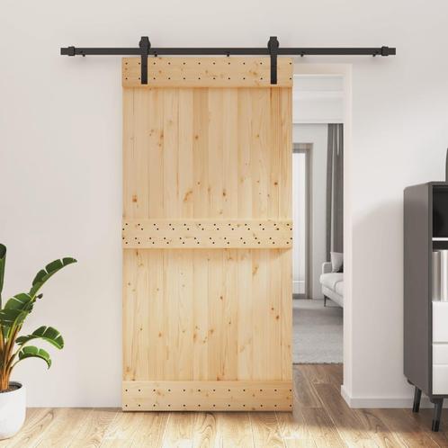 vidaXL Schuifdeur met beslag 100x210 cm massief grenenhout, Doe-het-zelf en Verbouw, Deuren en Horren, Nieuw, Verzenden
