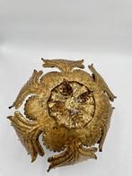 Kroonluchter - Lamp met bloemmotieven in verguld smeedijzer,, Antiek en Kunst