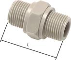 Dubbele Nippel G1/4 Polypropyleen (PP) 10bar FDA 17mm Hex, Verzenden, Nieuw