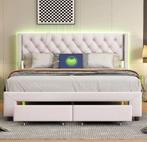Gestoffeerd Opbergbed met LED en USB Aansluiting, Verzenden, Nieuw