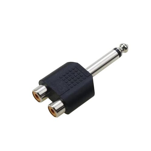 Audio Adapter - Mono - 6.35mm Jack (m) naar 2x RCA (Tulp), Audio, Tv en Foto, Audiokabels en Televisiekabels, Nieuw, Verzenden