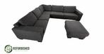 Refurbished 6-zits hoekbank donkergrijs met 6mnd garantie!, Huis en Inrichting, Banken | Bankstellen, Gebruikt, Hoekbank, 300 cm of meer