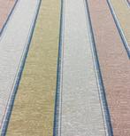 Prestigieus moiré geruit stof in roze, roomgeel en grijs. -