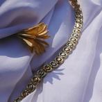 Tricolor gouden fantasieschakel ketting | 44,5 cm, Sieraden, Tassen en Uiterlijk, Kettingen, Ophalen of Verzenden, Gebruikt, Overige kleuren