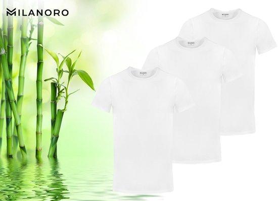Tweedekans | Milanoro - 3 zachte bamboe T-shirts - Wit -, Kleding | Heren, T-shirts, Wit, Zo goed als nieuw, Ophalen of Verzenden