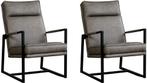 Grijze leren industriële design fauteuils - Rancho Leer Ste, Huis en Inrichting, Fauteuils, Nieuw, Ophalen of Verzenden, 50 tot 75 cm