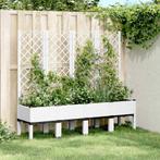 vidaXL Plantenbak met latwerk 160x40x142 cm polypropeen wit, Tuin en Terras, Bloembakken en Plantenbakken, Verzenden, Nieuw, Kunststof