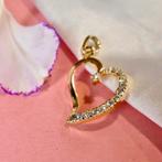 18 Krt. Gouden hanger van een hart met zirconia (liefde), Sieraden, Tassen en Uiterlijk, Bedels, Ophalen of Verzenden, Gebruikt