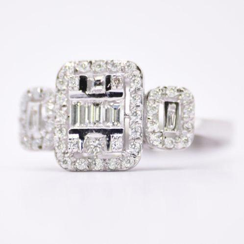 Ring Platina - 1.34ct. tw. Diamant (Natuurlijk) - Baguette, Sieraden, Tassen en Uiterlijk, Ringen