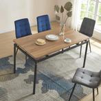 [en.casa] Eettafel Hemnes 140x80x75 cm eikenkleurig en zwart, Huis en Inrichting, Verzenden, Nieuw