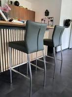 2 leren barstoelen - groen leer, Ophalen of Verzenden, Nieuw, Leer