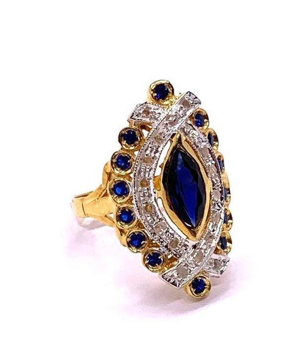 Zonder Minimumprijs - Cocktailring - 9 kt. Geel goud, Zilver, Sieraden, Tassen en Uiterlijk, Antieke sieraden